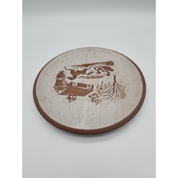 Goss Pottery Vermont Winter Scene Plate Horse Drawn Sleigh Farm County Side - Picture 7 of 12